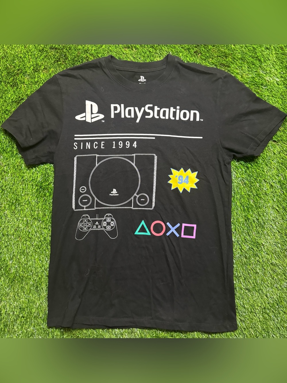 Sony PlayStation PS1 Since 1994 Graphic T Shirt Black M Retro Console Gaming Tee